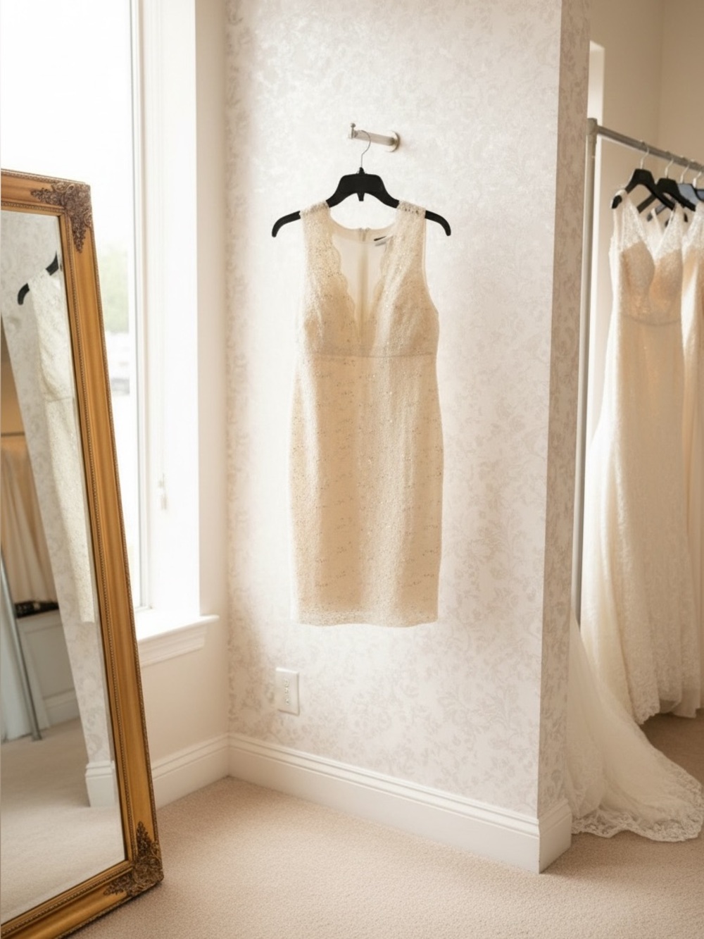 Cream Lace Sleeveless Sheath Dress 🌻👗🌺